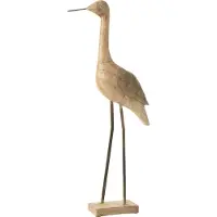 J-Line Décoration oiseau bois de manguier/métal beige/noir Large