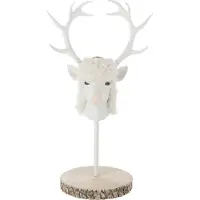 J-Line Cerf Sur Pied Fourrure Poudre de Citron vert Ekru/Blanc