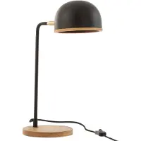 J-Line Lampe de table Evy - Fer/Bois - Noir/Nature