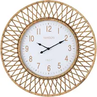 J-Line Horloge murale Wonder - Rotin/Contreplaqué - Naturel/Blanc - Large