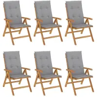 vidaXL Chaises de jardin avec coussins 6 pcs. Bois massif teck
