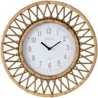 J-Line Horloge murale Wonder - Rotin/Contreplaqué - Naturel/Blanc - Small