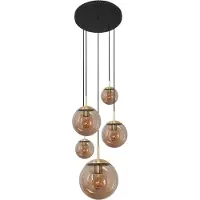 Steinhauer 5-light loft hanging lamp Bolique gold with amber glass