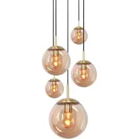 Steinhauer Lampe suspendue vide à 5 lumières Bolique Or avec verre ambré