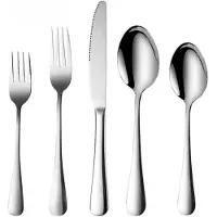 Happyment Happiq set de couverts 5 pièces - couteau, fourchette, cuillère - Pour le dîner, la cuisine & l'extérieur - Acier inoxydable avec couteaux à steak - Élégant & portable