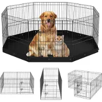 Vevor Parc pour Chien 61 cm Enclos Lapin Chat Chiot avec Tapis Clôture pour Animaux de Compagnie de Petite et Moyenne Taille 8 Panneaux Grillagés Pliants en Métal pour Jeux Extérieur Intérieur Camping