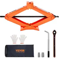 Vevor Cric Losange 2,5 T Cric de Voiture Plage de Levage 95-435 mm Cric Ciseaux Professionnel en Acier Résistant avec Clé Démonte-Pneu et Sac de Transport pour Changement de Pneus Auto SUV Berline