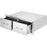Vevor Tiroir Inox de Cuisine 75 x 50 x 25 cm Double Espaces de Rangement Commode à Tiroirs Meuble de Rangement en Acier Inoxydable pour Ranger Ustensile de Cuisine d'Extérieur Barbecue