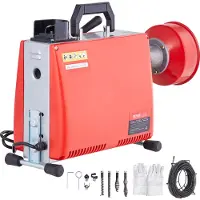 Vevor Déboucheur Électrique Canalisation 20 m x 16 mm Machine Nettoyage Tuyaux Alimentation Manuelle 250 W