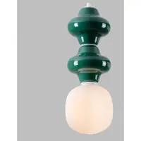 Lyora Suspension Clio M en céramique verte avec verre blanc