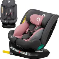 Lionelo Siège auto Bastiaan One i-Size, de la naissance à 12 ans, de 0 kg à 36 kg, Dri-Seat, 360 degrés - Pink Rose