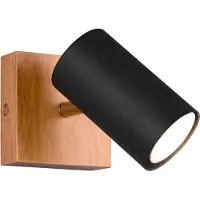 TRIO Applique murale à 1 flamme MARLEY noir mat avec bois