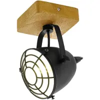 Eglo Spot Gatebeck 1 lampe acier et bois noir