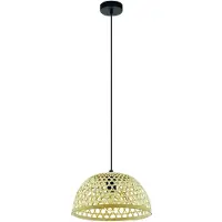Eglo Lampe suspendue Claverdon noir avec du rotin