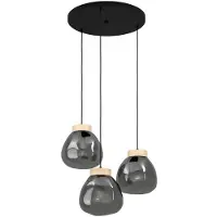Stars of Light Lampe suspendue ronde Magacela 3 lumières avec verre fumé