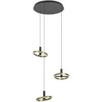 Eglo Suspension Brest 3 lumières rondes noires avec or