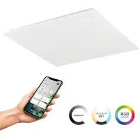 Eglo Plafonnier LED Moradillo-Z blanc 60 x 60 cm RGB à intensité variable