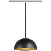 SLV FORCHINI M 40 TRACK, 1 lampe à suspension, E27, longueur de suspension 150cm, adaptateur gris argenté, 1x max. 40W, noir mat / or mat 1008539