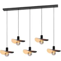 Stars of Light Lampe suspendue noire Saceda avec 5 lumières dorées