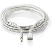 Nedis Nylon Gold Apple Lightning 8-pin To Male Adapter Cable Plated 3.5 Mm 1 M Argenté