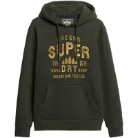 Superdry pour homme. M2014366A Sweat à capuche Work Shop vert (XXL), Casuel, Coton
