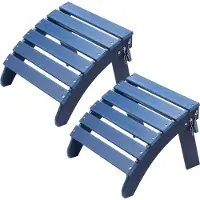 Vevor Adirondack Ottoman, set de 2, 18,7L x 18,9B x 13,8H pouces, en plastique HDPE, convient pour l'extérieur, véranda, piscine, pelouse, arrière-cour, bleu