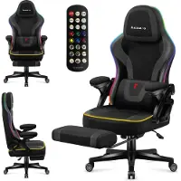 Huzaro Force 4.6 RGB | Chaise de jeu LED Chaise PC ergonomique | Musique Sync | Repose-pieds Fonction bascule Dossier réglable | Jusqu'à 130 kg | Noir