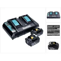 Makita 18 V Power Source KIT avec 2x Batteries 5 Ah + Chargeur double DC 18 RD