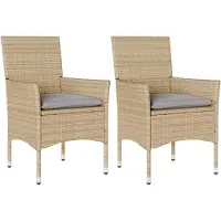 vidaXL Chaises de jardin avec coussins 2 pcs. Beige Poly Rattan