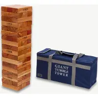 Ubergames Jeu de tour à empiler en bois dur exclusif - 21 KG - Verni - jusqu'à 160+ cm de haut - ECO India - Dans un sac de transport de luxe