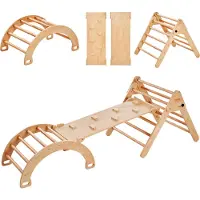 Vevor Set triangle Pikler , jouet d'escalade 5 en 1 pour jeunes enfants, aire de jeu intérieure, set d'escalade Montessori avec triangle, rampe et arche, grande structure d'escalade en bois