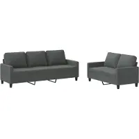 vidaXL Ensemble de canapés 2 pièces avec coussins Tissu gris foncé