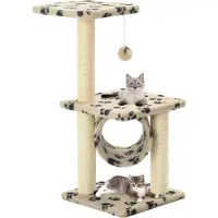 vidaXL Arbre à chat Sisal 65 cm Beige Impression pattes