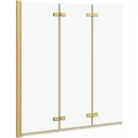 vidaXL Cabine de douche pliante, dorée, 130 x 138 cm, verre ESG et aluminium