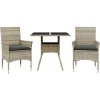 vidaXL Ensemble de jardin 3 pièces avec coussins gris clair Poly rotin verre