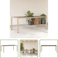 The Living Store Table de jardin avec plateau en verre Beige 190x90x75 cm Poly Rattan