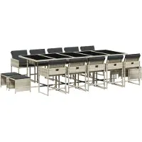 vidaXL Ensemble de jardin 15 pièces avec coussins gris clair Poly rotin