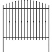 vidaXL Clôture à piquets Asten Noir 200 x 200 cm Acier thermolaqué