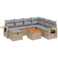 vidaXL Ensemble de jardin canapé 8 pièces avec coussins Beige Poly Rattan