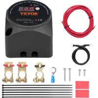 Vevor Relais de coupure de batterie double, 12 V, 140 A, mode manuel et automatique, relais VSR sensible à la tension avec écran LCD, pour ATV, UTV, camping-car, caravane, camion, bateau, yacht