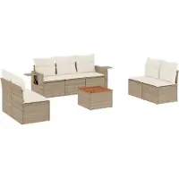 vidaXL Ensemble de jardin canapé 8 pièces avec coussins Beige Poly Rattan