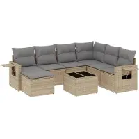 vidaXL Ensemble de jardin canapé 8 pièces avec coussins Beige Poly Rattan