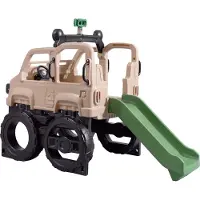 Step2 Safari Truck Climber Structure à grimper avec toboggan | Structure à grimper en plastique pour le jardin | Jouets pour enfants en forme de voiture