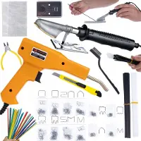 Rosfix Kit de Soudage Plastique avec Fer à Souder à Air Chaud - 230 V, 50 W, 750 °C, 800 Pinces, 5 Baguettes de Soudure | Réparation Auto, Bricolage