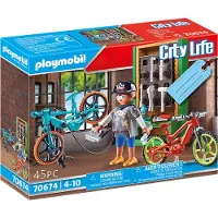 Playmobil City Life 70674 Set cadeau 'Atelier de réparation de vélos électriques', dès 4 ans
