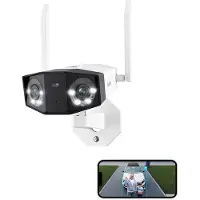 Reolink 4K 8MP WiFi 6 Plug-in caméra de surveillance, panorama 180°, double objectif, Wi-Fi 2,4/5 GHz, vision nocturne par spotlight, détection de personnes/véhicules/animaux