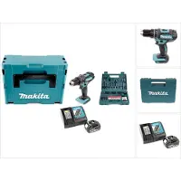Makita Perceuse à percussion sans fil DHP 482 RF1J 18 V 62 Nm dans un coffret Makpac + batterie 3,0 Ah + chargeur + jeu d'embouts et de forets 100 pièces