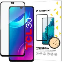 Wozinsky Verre trempé durable 9H pour écran complet TCL 30 avec cadre anti-chute, noir