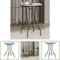 The Living Store Table de bistrot en mosaïque bleue et blanche Ø50x70 cm Céramique