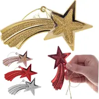 Kadax Boules de Noël en plastique, étoiles, 4 pièces